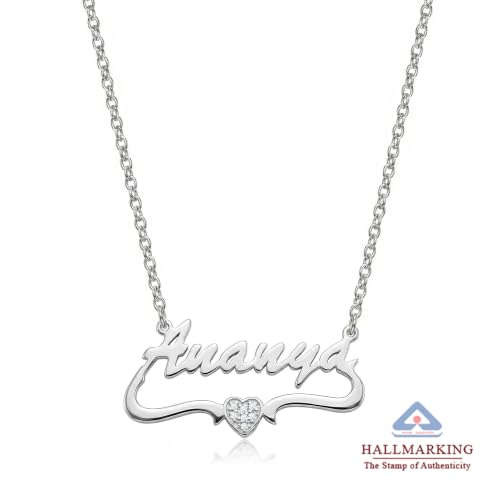 Image of TRUESILVER ACPL Personalized 925 Sterling Silver Name Necklace for Women & Girls | Customized Name Pendant Necklace | Custom Jewelry Gift for Birthday Anniversary Wedding