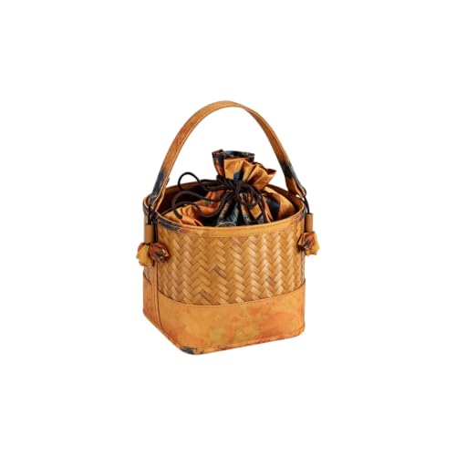 Sac en bambou tissé pour femme résolvant le manque de place avec sa pochette