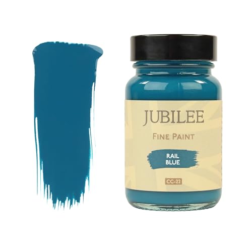 Guild Lane Jubilee Furniture Paint - Rail Blue 60ml - Multi-Surface Paint for Wood, Metal, Glass & More - Durable, Water-Based, Soft Sheen Finish - No Primer or Wax Needed