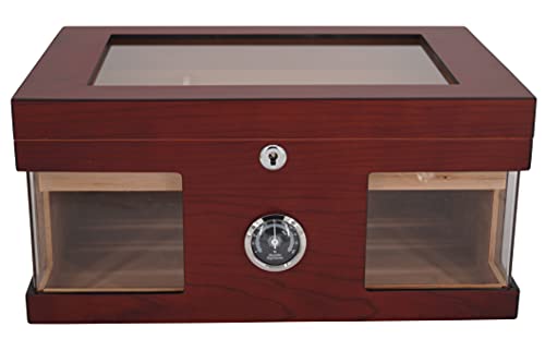 GERMANUS Humidor Truhe mit Sichtfenster Braun