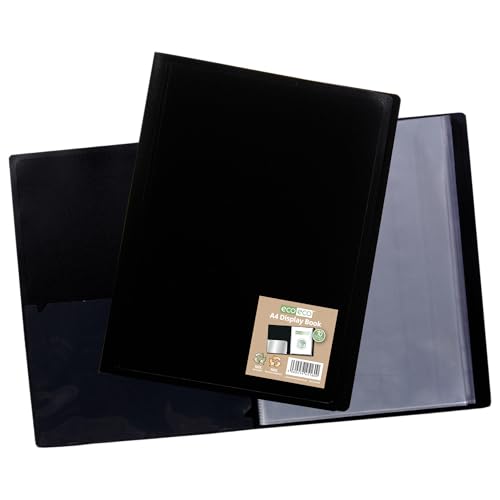 eco-eco A4 100% Recycled 10 Pocket Black Flexible Cover Portfolio Book Folder Display Book, Pack of 2 Books, eco160x2 - Image 2