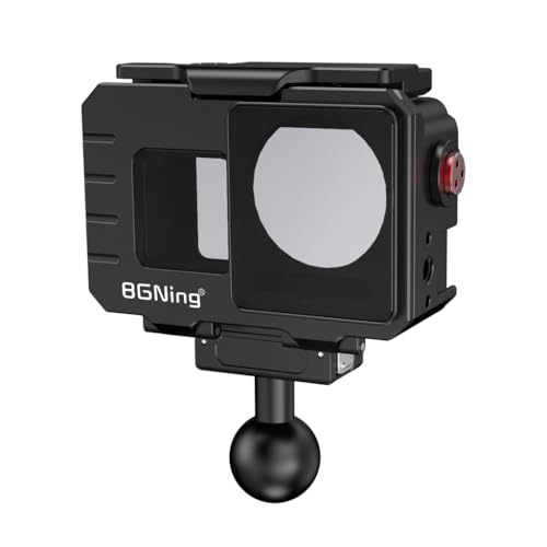 BGNing Diving Camera Protective Frame, Compatible with Action5PRO/4/3 Aluminum Sports Camera Deep Sea Waterproof Case, 80M Underwater Photography (one inch Ball Head)