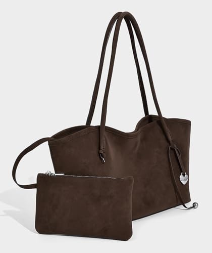 2 Pcs Slouchy Suede Hobo Bags Women Cute Underarm Shoulder Bag Crescent Crossbody Purses Travel Satchels Tote Handbag 20252