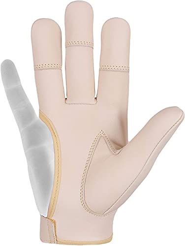 Archery 4 Finger Leather Glove – Right or Left Hand–XS to XXL–Reinforced Stitched Fingertips – Premium 100% Leather–Beige, Black, Light Brown, Dark Brown Comfortable Archery Shooting Mens & Women