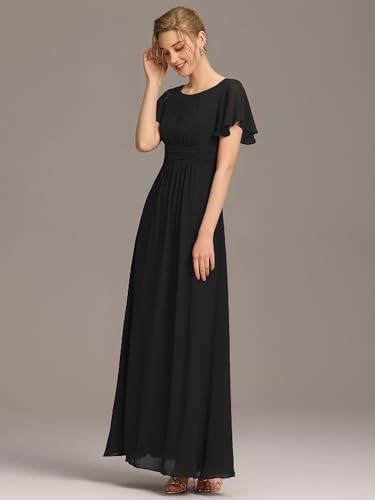 Ever-Pretty Women's Classic Round Neck Short Sleeves Chiffon Floor Length Bridesmaid Dress 01840-PH3