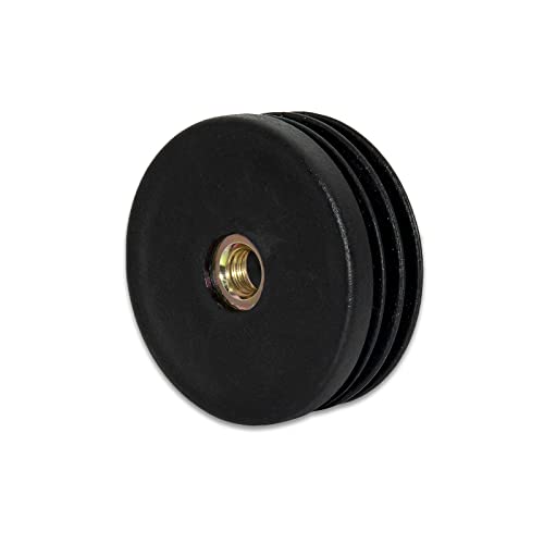 Image of Flyshop Black M8 Threaded Plastic Plugs Round Tube End Caps Tubing Plugs Inserts Furniture Glider 50 mm Diameter 4 Pcs