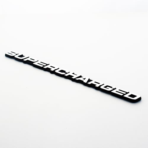 Image of 2Pc Supercharged Emblem Aluminum Sticker Decal Nameplate Badge Double Tape for Cars, Trucks (Chrome)