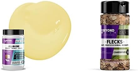 Beyond Paint Bundle, Includes (1) Quart of All-In-One Refinishing Paint in Buttercream and (1) Five Ounce Multi-Colored Flecks