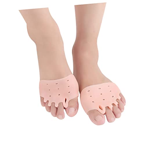 FOMIYES 2Pairs Silicone Toe Separators for Gel Toe Stretcher and Straightener Slotted Splint Holders White and Skin Color Bunion Relief and Comfort