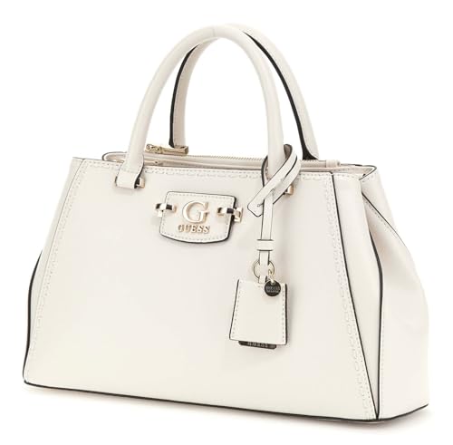 GUESS Nastra Society Satchel Cream White