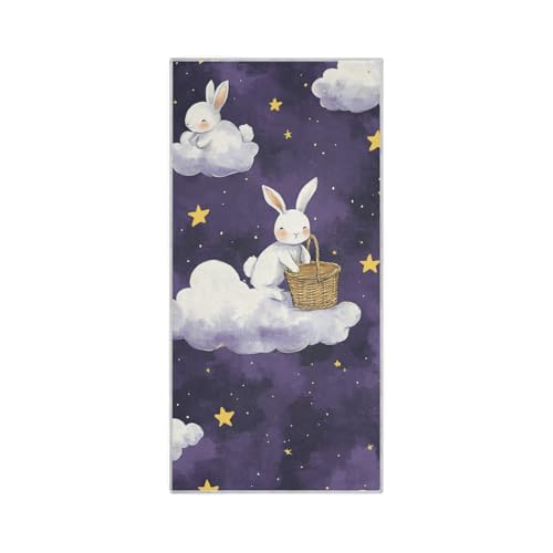 Purple Clouds Rabbits Moon Hand Towels Microfiber Quick Dry Hand Towel Bath washcloth Gym Towels in Bulk Sports Towel 30