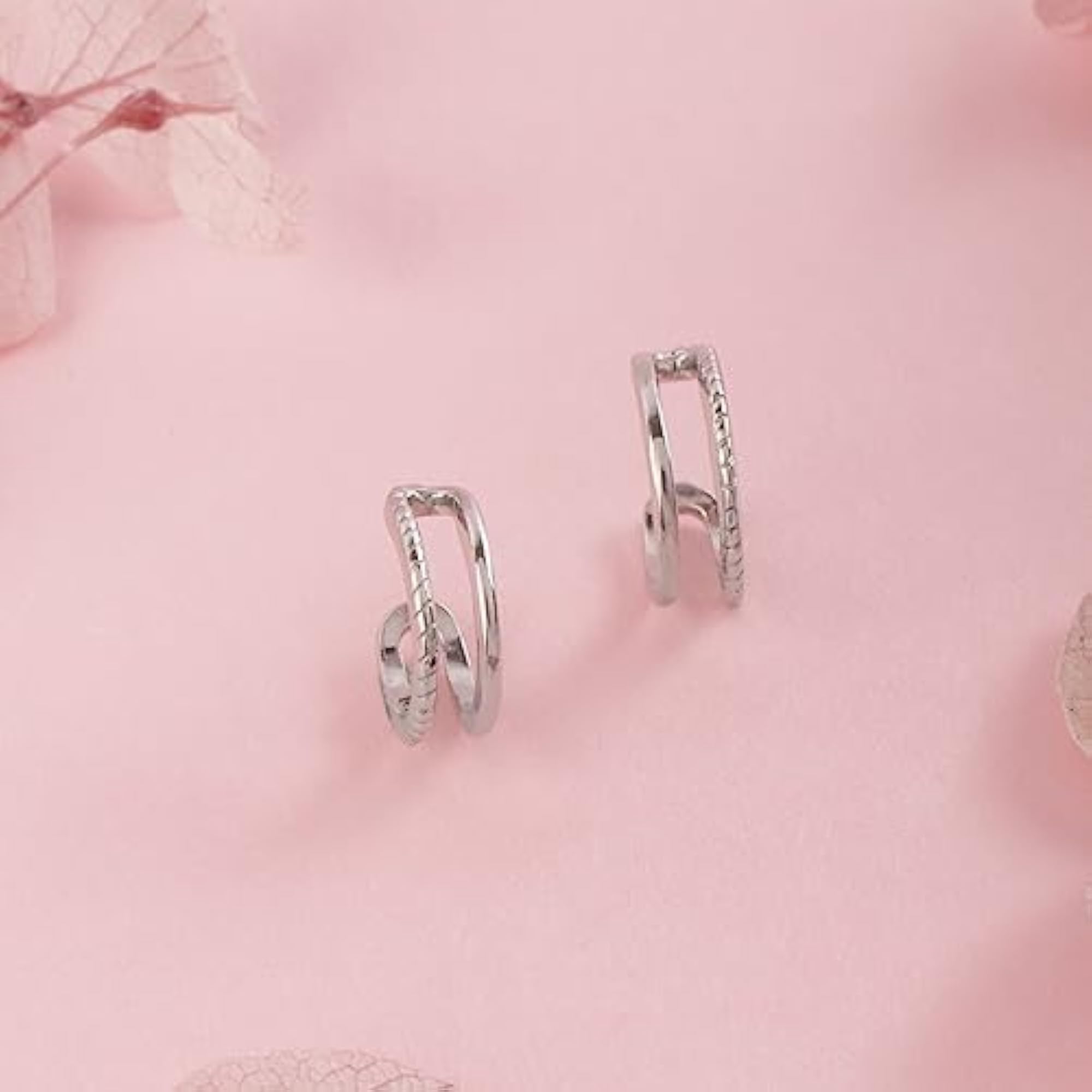 925 Silver Rhodium Plated Pair Earcuff with 925 Hallmark