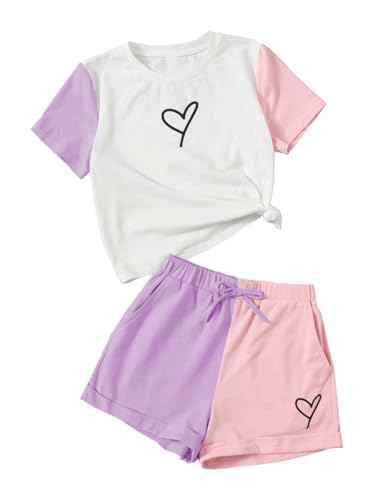 Toddler Kids Girl Clothes Floral Letter Graphic Top + Shorts 2PC Girls Summer Short Set