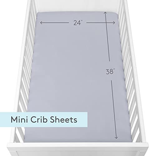 Image of Newton Baby Fitted Mini Crib Sheets (2-Pack) | Organic Muslin Cotton, Breathable & Soft Baby Sheets, Washable Baby Mattress Sheets, Fits Mini Crib Mattresses 24 inch x 38 inch, Twilight Grey