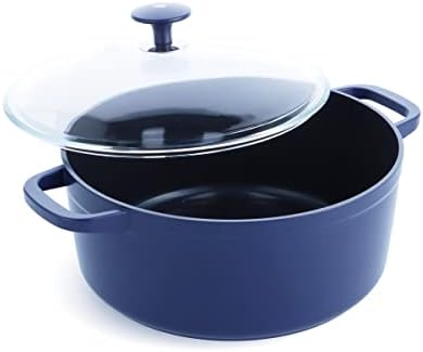 Blue Diamond Cookware Diamond Infused Ceramic Nonstick, 4.5QT Dutch Oven with Glass Lid, Lightweight Design, PFAS-Free, Dishwasher Safe, Blue