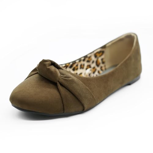 Image of Epic Step Ballet Flats for Women, Comfortable Slip on Faux Suede Round Toe, Ballerina Dressy Flat Shoes