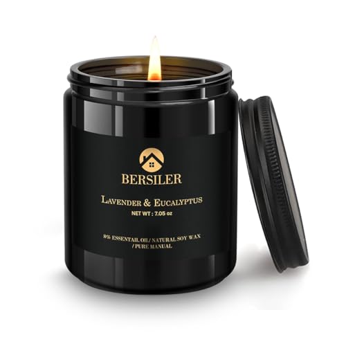 Scented Candles for Men, Lavender Eucalyptus Candles, Scented Candles for Home, Masculine Black Candles Gift for Men, Stress Relief Gift for Men Birthday Christmas