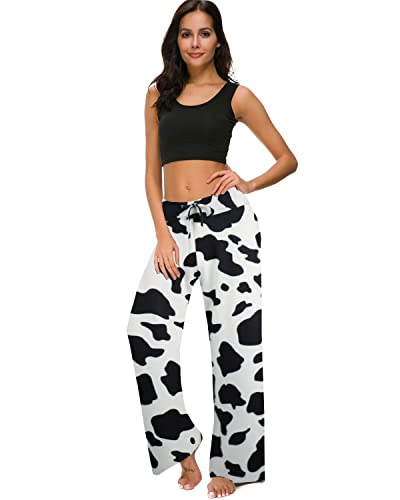 Image of NEWCOSPLAY Women's Comfy Pajama Pants Casual Drawstring Palazzo Lounge Wide Leg Pants