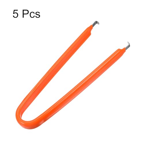 Image of uxcell IC Puller Chip Extractor Stainless Steel with Insulated Vinyl Grip Orange 5 Pack