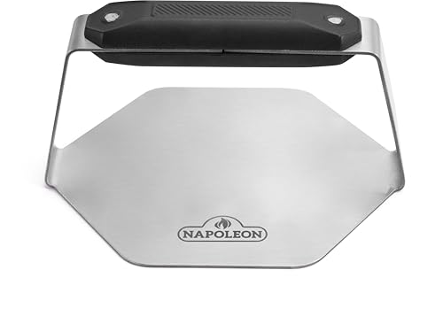 Napoleon® Accessoire pour Barbecue GACP001 - Presse à Hamburger pour Fer à Repasser, poignée Ergonomique en Acier Inoxydable et Nylon Noir, Hamburgers consistants de 3 onces, Surface antiadhésive