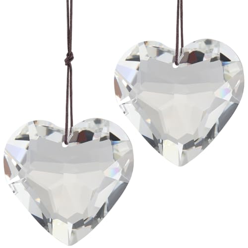 SOFPLATE 2 atrapasol de Cristal con Forma de Corazón Prisma Colgante de Cristal Transparente Forma de Arcoíris Atrapasol con Forma de Corazón Y Cuerda Adornos Colgantes para Pared Ventana Candelabro J