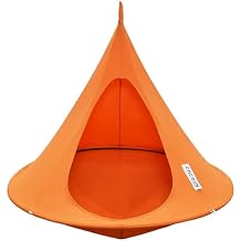 Single Cacoon Hanging Chair Cozy Indoor/Outdoor Hammock with Polyester Canvas, 440 lb Capacity, Includes 18ft Rope & Carabiner Nectarine