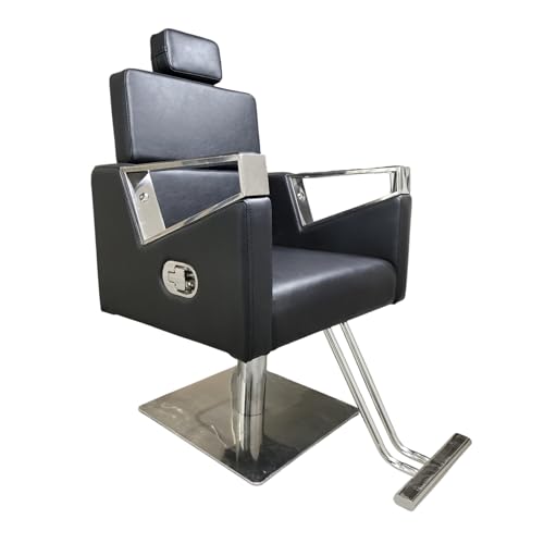 Image of Lakdi | Salon & Parlor Chair | Premium Leatherette Recliner & Arm Rest Chair | Luxury Design | Metal Base with Foot Rest | 360 Swivel & Height Adjustable and Head Rest -SBCIMF 005-PP-Black
