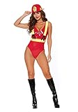Dreamgirl Women's Fiery Fatale Costume - Sexy Firefighter Fire Chief One Piece Outfit for Halloween or Roleplay X-Large