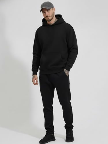Image of LEOTUDE Loopknit Fleece Regular Fit Full Sleeve Hooded Sweatshirt Front Graphic Printed Jumper Hoodie for Men