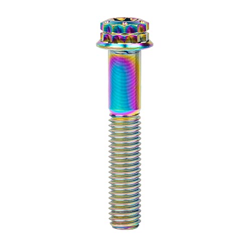 Image of Titanium Flange 12 Point Head M8 x15 20 25 30 35 40 45 50 55 60 65mm Screw Bolt Pack of 4 (M8x40mm, Rainbow)