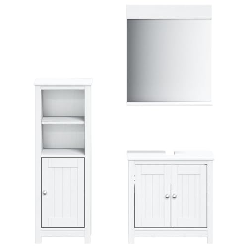 Kaorsrow Modern White Bathroom Vanity Set with Solid Pine Wood