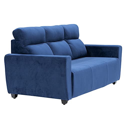 Image of Wakefit Sofa Set | 3 Year Warranty | Sofa 5 Seater, 5 Seater Sofa for Living Room, Wooden Sofa Set, Sofa Set 3+2 Seater - Belize(Fabric-Velvet : Blue)