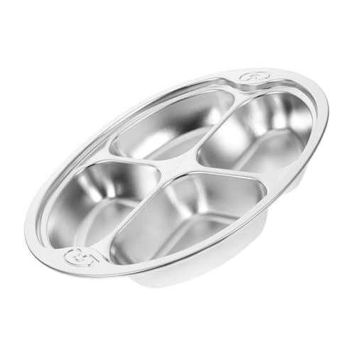 VOSAREA Stainless Steel Divided Plates with Cartoon Designs Compartments for Balanced Meals Food Tray for Home Kindergarten and Camping Portion Control