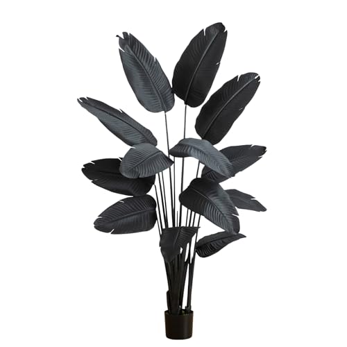 Nearly Natural 6ft Artificial Halloween Black Travelers Palm Tree - Spooky Tropical Decor for Indoor...