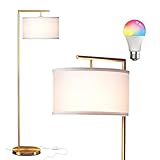 Brightech Montage Modern Floor Lamp with One Extra Color Changing LED Bulb, LED Floor Lamp for Living Rooms & Offices - Tall Standing Lamp for Bedroom Reading