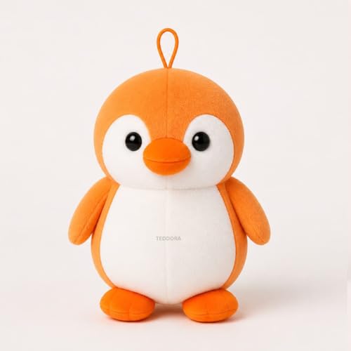 Image of Baby Penguin Soft Toy for Girls Boys Kids, Orange, Animal Plush Stuffed Teddy Gift Birthday, 18 cm
