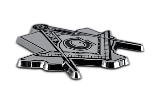 Image of Elektroplate Texas Masonic Square and Compass All Metal Emblem for Cars, Trucks, and All Auto | Universal Fit at 3.25 inch x 3 inch | Weatherproof