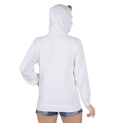 Image of CAUSTIC Women's Hoodie Jacket Sweatshirt - Casual Full Zip Up Long Sleeve Cotton Blend Outwear with Pockets & Hooded Top (White)
