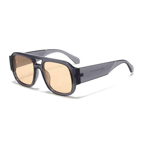 YAMEIZE Gafas de Sol de Piloto de Doble Puente de - Estilo Retro para Mujer Hombre Vintage 70s Gafas de Sol Rectangulares Sombra Cuadrada Conducción