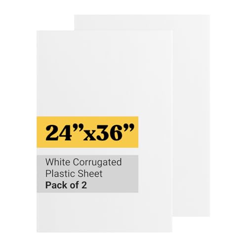 Corrugated Plastic Sheet for Indoor and Outdoor Use - 4 Mm Thick Poster Board 24x36 Inches Pack of 2 White Board Sheets Waterproof Coroplast Lightweight Blank Yard Signs