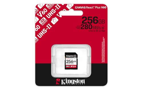 Image of Kingston 256GB Canvas React Plus SD Card | Up to 280MB /s | High Performance Photography | Class 10 UHS-II U3 V60 | SDR2V6 /256GB