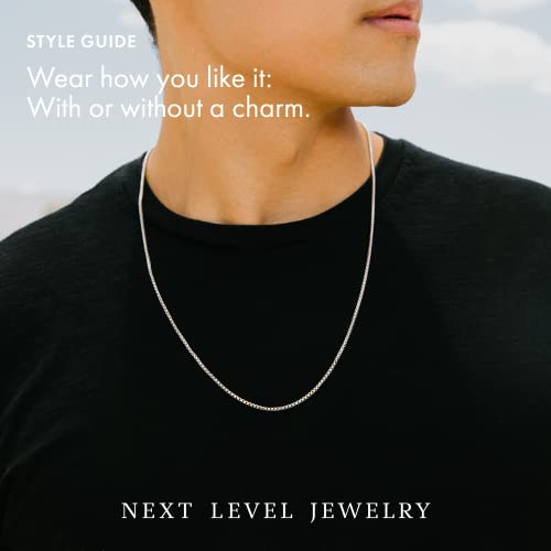 Next Level Jewelry Genuine Solid Sterling Silver Round Box Link .925 Rhodium Heavy-Duty Necklace Chains 1Mm - 5Mm, Silver Chain For Men & Women, Made In Italy, 2Mm,22 #TOP1