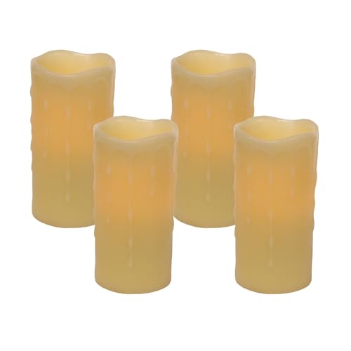 Maykoosh Led Dripping Wax Pillar Candles with Remote (Set of 4)