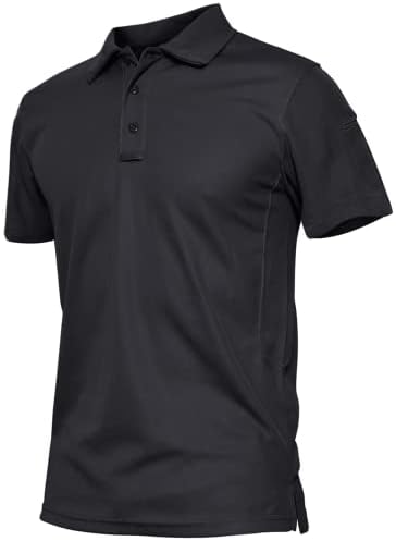 TACVASEN Men's Polo Shirts for Men with Pockets Quick Dry Hiking Airsoft Short Sleeve Polo Shirt Top, US M