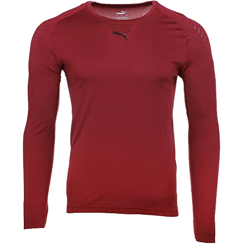 Puma Mens Formknit Seamless Logo Crew Neck Long Sleeve Athletic Training Casual Tops Casual Breathable - Burgundy - Size Xl #TOP9