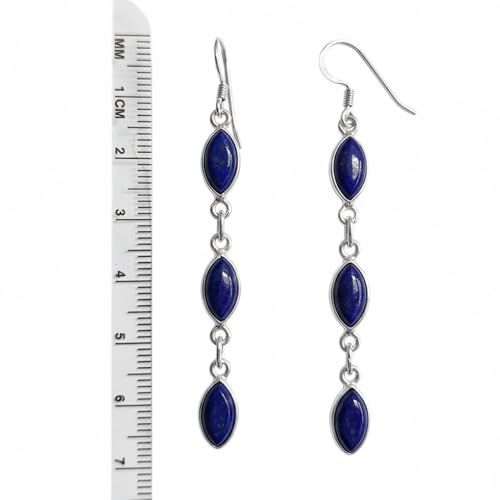 Pendentifs d'oreilles lapis-lazuli en argent 925 de haute joaillerie