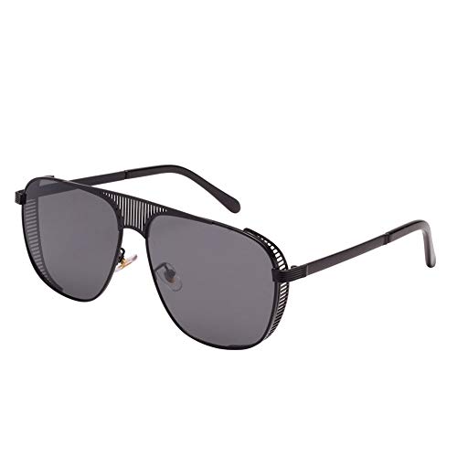 LianSan Gafas de sol para hombre con marco cuadrado envolvente alrededor de gafas UV400 PROTECCIÓN (negro) Cover