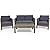 Outdoor Acacia Wood Chat Set with Wicker Accents - Gray 4-Piece Conversation Set with Cushions - Patio & Garden Furniture