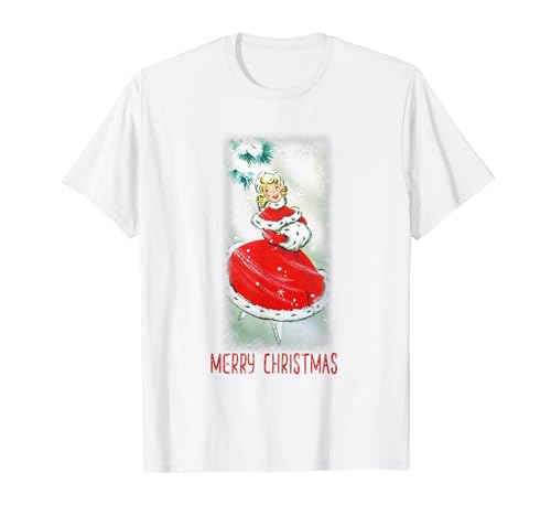 Vintage Eisläufer Frohe Weihnachten T-Shirt