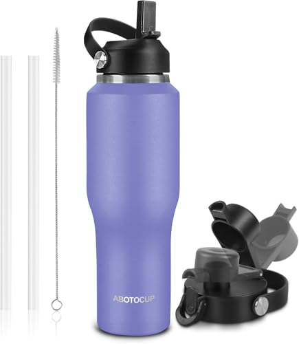 Image of 40oz Insulated Water Bottle Keep Cold 24h&Hot 12h, Double Wall Vacuum Insulated Water Bottles with Straw /Spout Lid, Stainless Steel Water Bottles that Fit in Any Car Cup Holder, Leak-proof